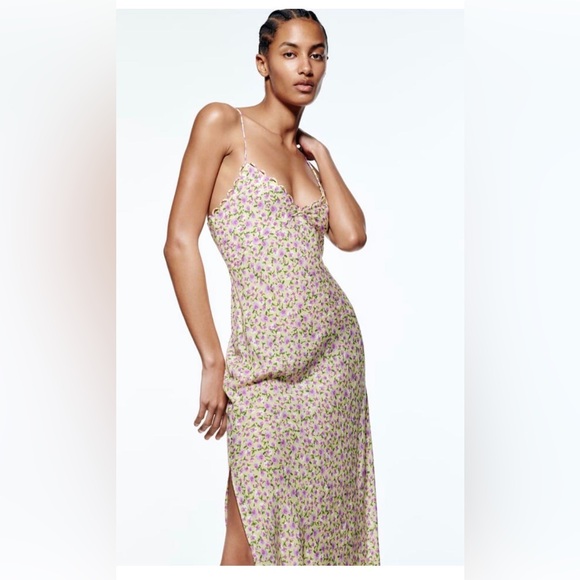 Zara floral print slip dress M - Picture 2 of 6